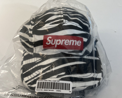 Supreme Washed Chino Twill Camp Cap Zebra Print FW22 Week 1