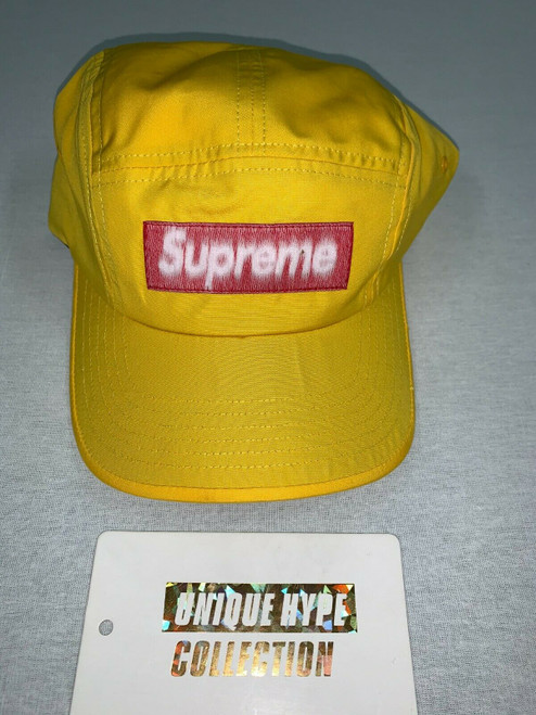 Supreme 2021 SS Reverse Label Camp Cap – Yellow 5-Panel Box Logo Hat