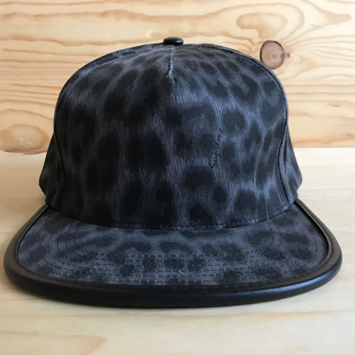 Supreme Black Leopard Leather Brim Snapback Cap | SS11 Rare 5-Panel