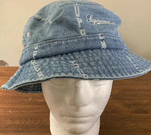 Supreme Logo Stripe Jacquard Denim Crusher Hat – Blue FW20 Week 6