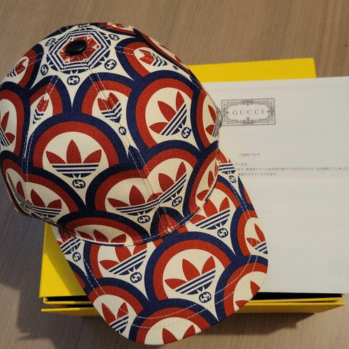 Adidas x Gucci Collaboration Trefoil Print Baseball Cap – Very Rare, Limited Edition