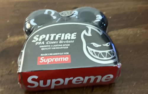 Supreme/Spitfire Shop Wheels (Set of 4) Black 53mm SS23 Week 1 – 100% Authentic, Brand New, Sealed with Tags