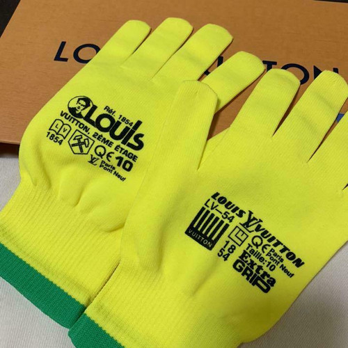 Louis Vuitton Men’s Work Gloves Pop Colorful Yellow/Green (Model 4880MN) – Unused, Original Box