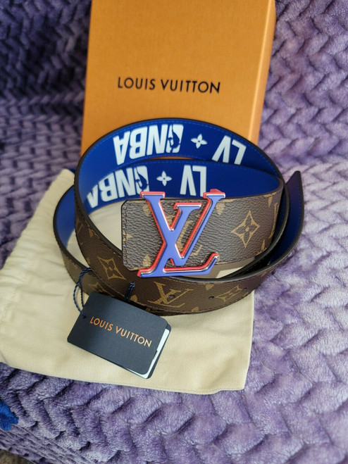 Louis Vuitton LVxNBA Men’s 40MM Reversible Belt – Monogram Canvas & Blue Calf Leather – 3D LV Buckle – Size 100 – Rare Collector's Item