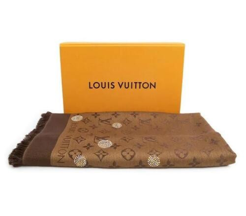 Louis Vuitton Monogram Shawl Scarf Stole MP1854 – Silk Wool, 140x140 cm, Brand New with Box