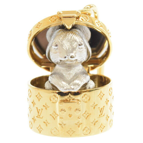 Authentic Louis Vuitton Bijoux Sack Rabbit Keyring Bag Charm – Gold & Silver, 10.5cm