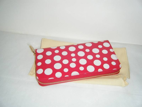 Authentic Louis Vuitton Monogram Vernis Dots Infinity Zippy Red Wallet – Yayoi Kusama Collaboration, Luxury Designer Wallet