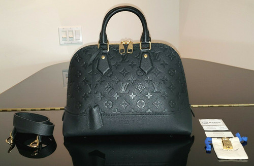 Authentic Louis Vuitton Neo Alma PM Handbag – Embossed Monogram Empreinte Leather, Black, Luxury Designer Bag