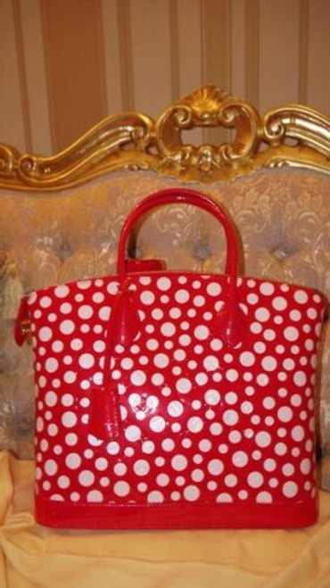 Authentic Louis Vuitton Red Yayoi Kusama Lockit MM Infinity Polka Dots Tote – Limited Edition