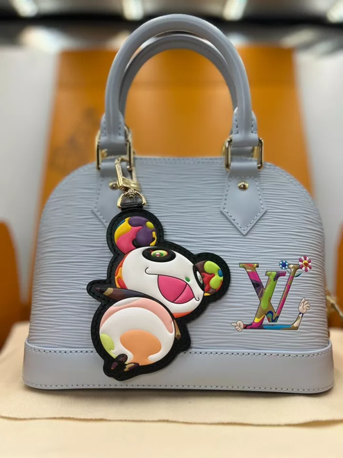 Authentic Louis Vuitton ALMA BB Washed Blue Epi Panda Murakami Charm Handbag - Limited Edition