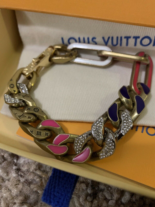 100% Authentic Louis Vuitton LV2 Monogram Cuban Link Bracelet by Nigo – Brand New & Unused, Rare Designer Collaboration