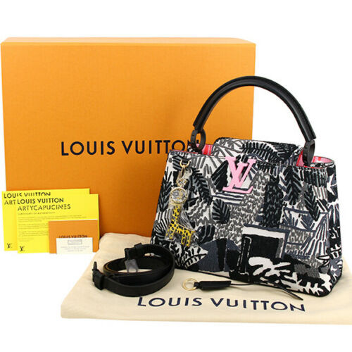 Authentic Louis Vuitton ArtyCapucines PM by Jonas Wood – Limited Edition 23/300 with multicolor embroidered calfskin leather and matte pink LV logo