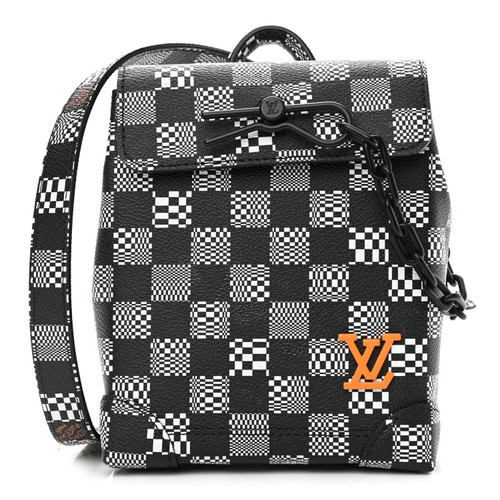 Louis Vuitton Damier Distorted Steamer XS in black-and-white coated canvas with matte black hardware