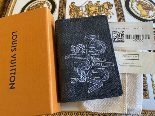 Louis Vuitton Damier Graphite N60300 pocket organizer in black and gray coated canvas with interlocked Louis Vuitton lettering