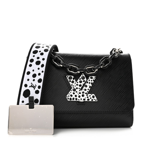 Louis Vuitton Épi Kusama Infinity Dots Twist Shoulder Bag MM in black Épi leather with enamel polka-dot Twist lock and two straps