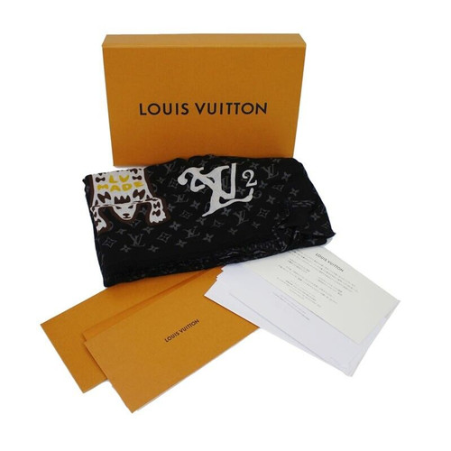 100% Authentic Louis Vuitton Étole Damier Giant Wave Monogram Wool Scarf MP2697 – Gris, 195×135 cm, Made in Italy, New with Box & Dust Bag