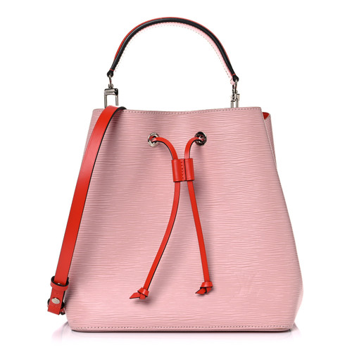 100% Authentic Louis Vuitton Épi NeoNoé MM in Rose Ballerine & Orange – Textured Épi Leather Bucket Bag with Chain Strap, New with Box & Dust Bag