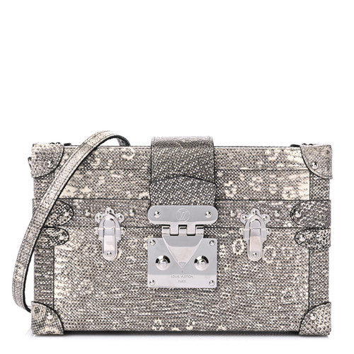100% Authentic Louis Vuitton Petite Malle Lizard Silver – Exotic Lizard Skin Little Trunk Bag with S-Lock, New with Box & Dust Bag