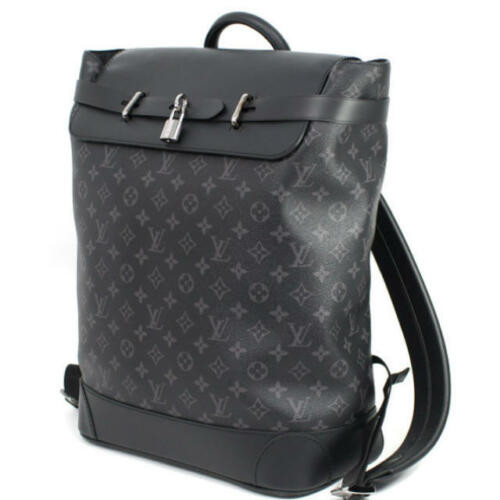 Louis Vuitton Steamer Backpack Monogram Eclipse M44052 in black coated canvas with leather trim and silver-tone hardware