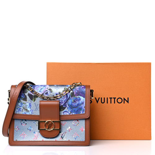 Louis Vuitton Metallic Monogram LV Garden Dauphine MM in Blue with toffee leather trim and brass LV clasp