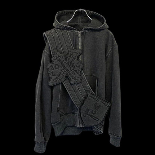 2021AW Louis Vuitton by Virgil Denim Hoody with Sash and Patch