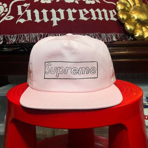Supreme Kaws Chalk Logo Cap Pink