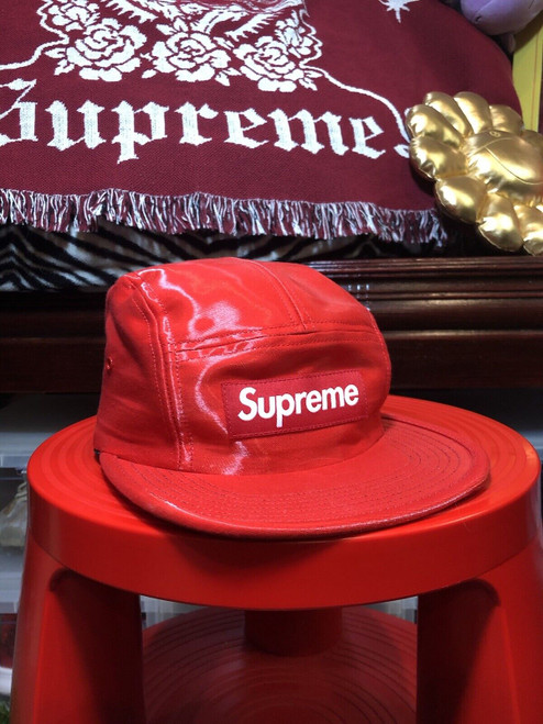 Supreme Red Box Logo Liquid Silk Camp Cap
