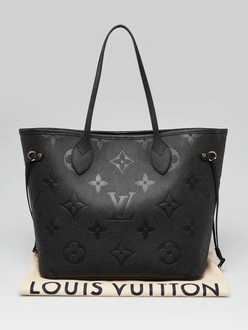 LOUIS VUITTON Black Monogram Giant Empreinte Leather Neverfull MM Bag