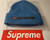 Supreme Ribbed Beanie - Sky Blue with Red Box Logo