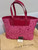 Louis Vuitton Cosmic Blossom MM tote with pink vinyl and Murakami's Cosmic Blossom print