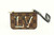 Louis Vuitton Damier Ebene LV Logo Pochette 91LK412S in brown canvas with pink Louis Vuitton logo