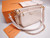 Louis Vuitton Multi Pochette Accessoires in creme Monogram canvas with creme leather trim, gold chain and jacquard stra