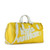 Louis Vuitton Keepall Bandoulière 50 in bright yellow grained leather with white trim and yellow LV-monogram acetate chai