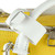 Louis Vuitton Keepall Bandoulière 50 in bright yellow grained leather with white trim and yellow LV-monogram acetate chai