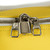 Louis Vuitton Keepall Bandoulière 50 in bright yellow grained leather with white trim and yellow LV-monogram acetate chai