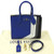 Louis Vuitton City Steamer MM in blue grained calfskin leather with silver-tone hardware and rolled-leather handles