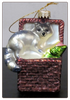 Glass Raccoon in Creel Ornament