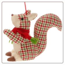 Plaid Squirrel Ornament