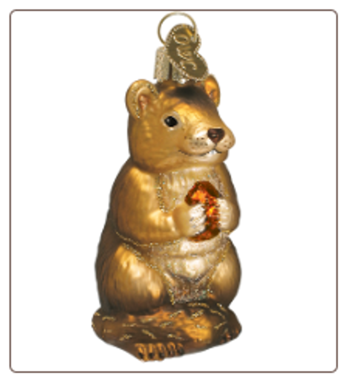 Beautiful Blown Glass Chipmunk Ornament