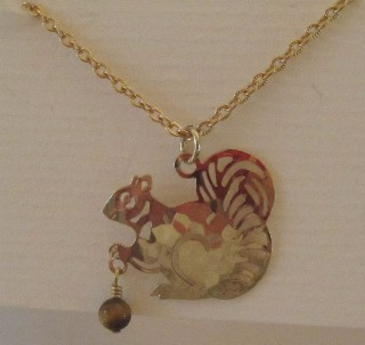 Brown Bead Squirrel Necklace