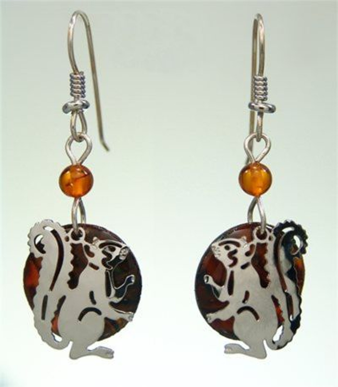 Paua Shell and Amber Squirrel Earrings by Wild Bryde