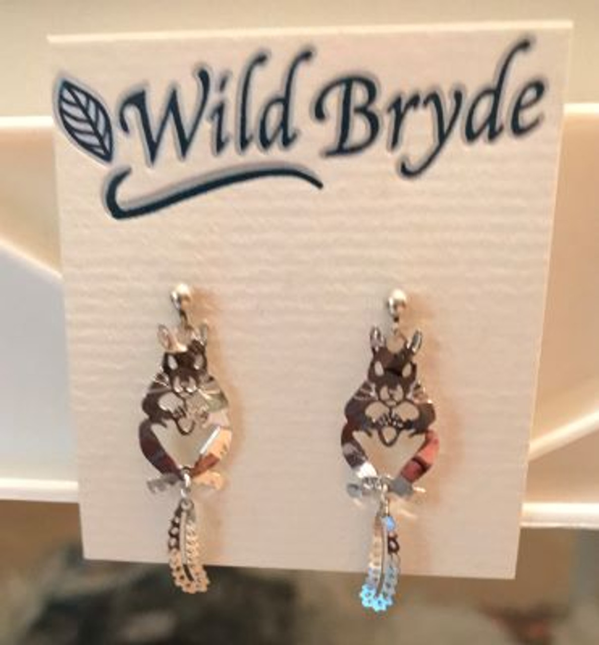 Squirrel with Dangle Tail Earrings by Wild Bryde