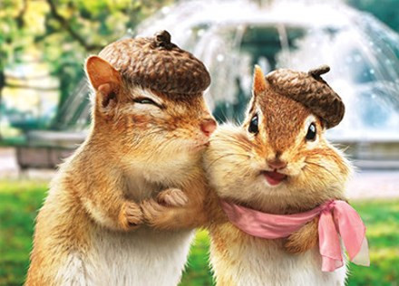 Chipmunks Kissing Valentine's Day Card