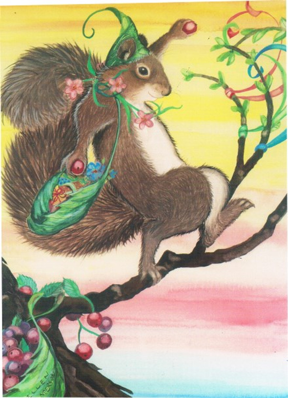 Beautiful Squirrel Birthday Card by Ellen Anderson
