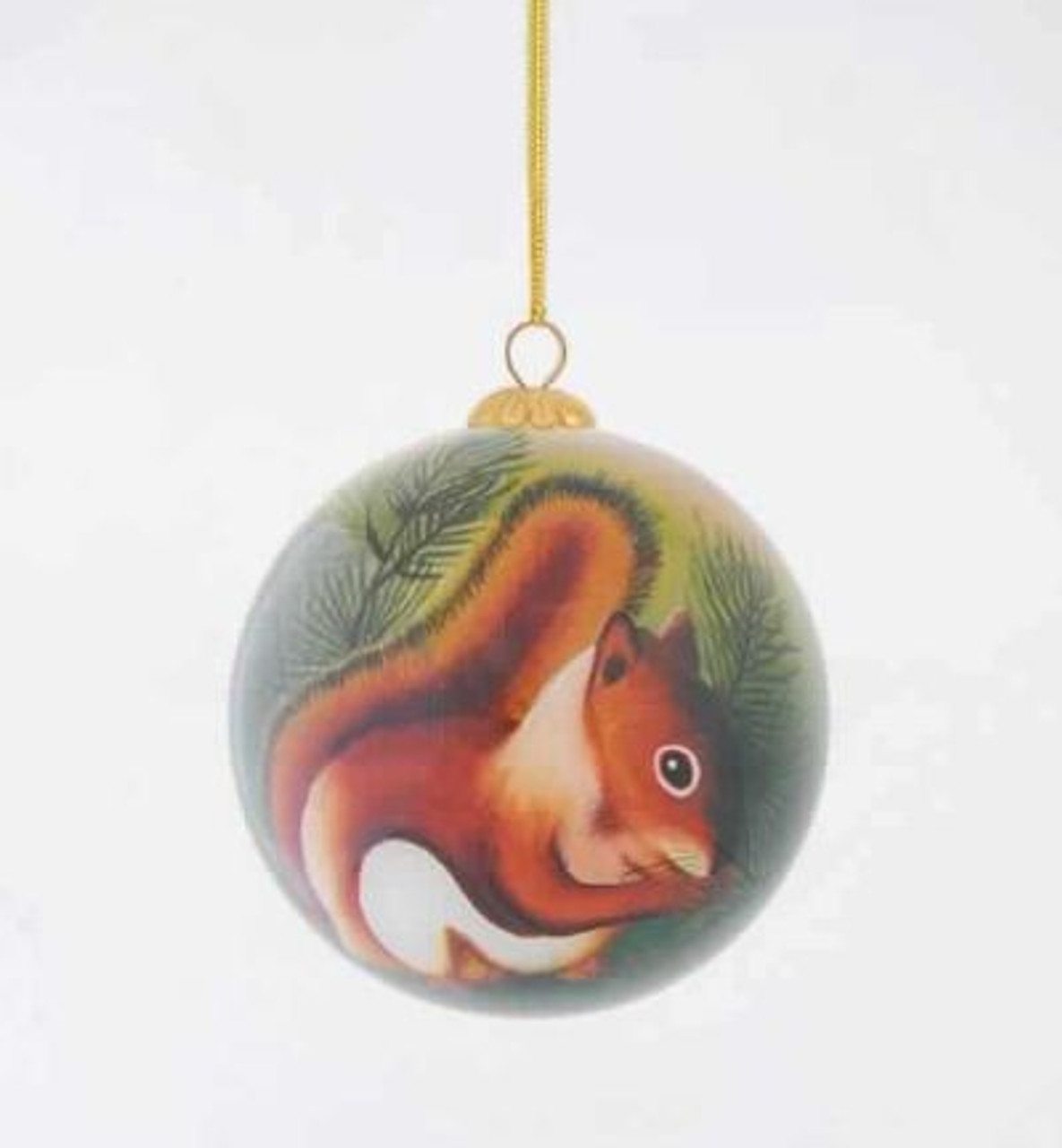 Glass Ball Red Squirrel Ornament