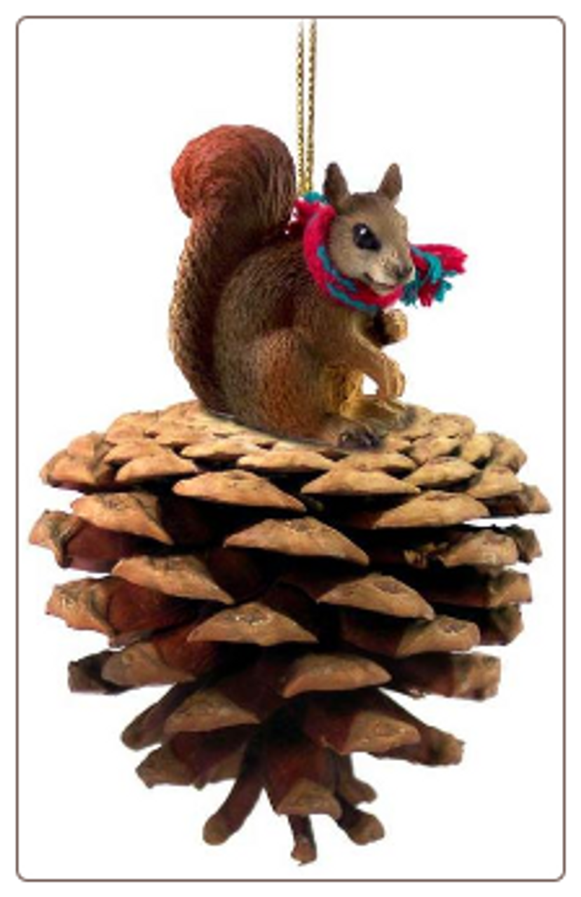 Red Squirrel on Pinecone Ornament