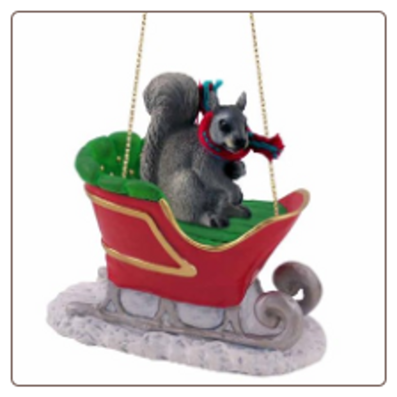 Squirrel in Sleigh Ornament