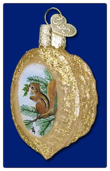 Squirrel On Walnut Glass Ornament