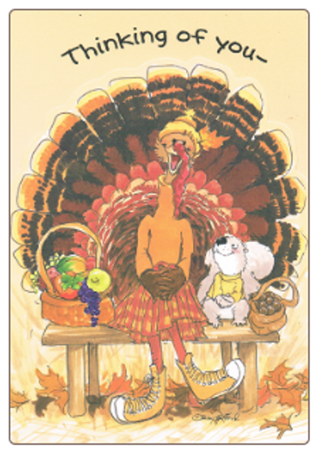 Suzy's Zoo Squirrel and Turkey Thanksgiving Card