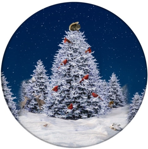 Squirrel Christmas Tree Sandstone Ceramic Coaster